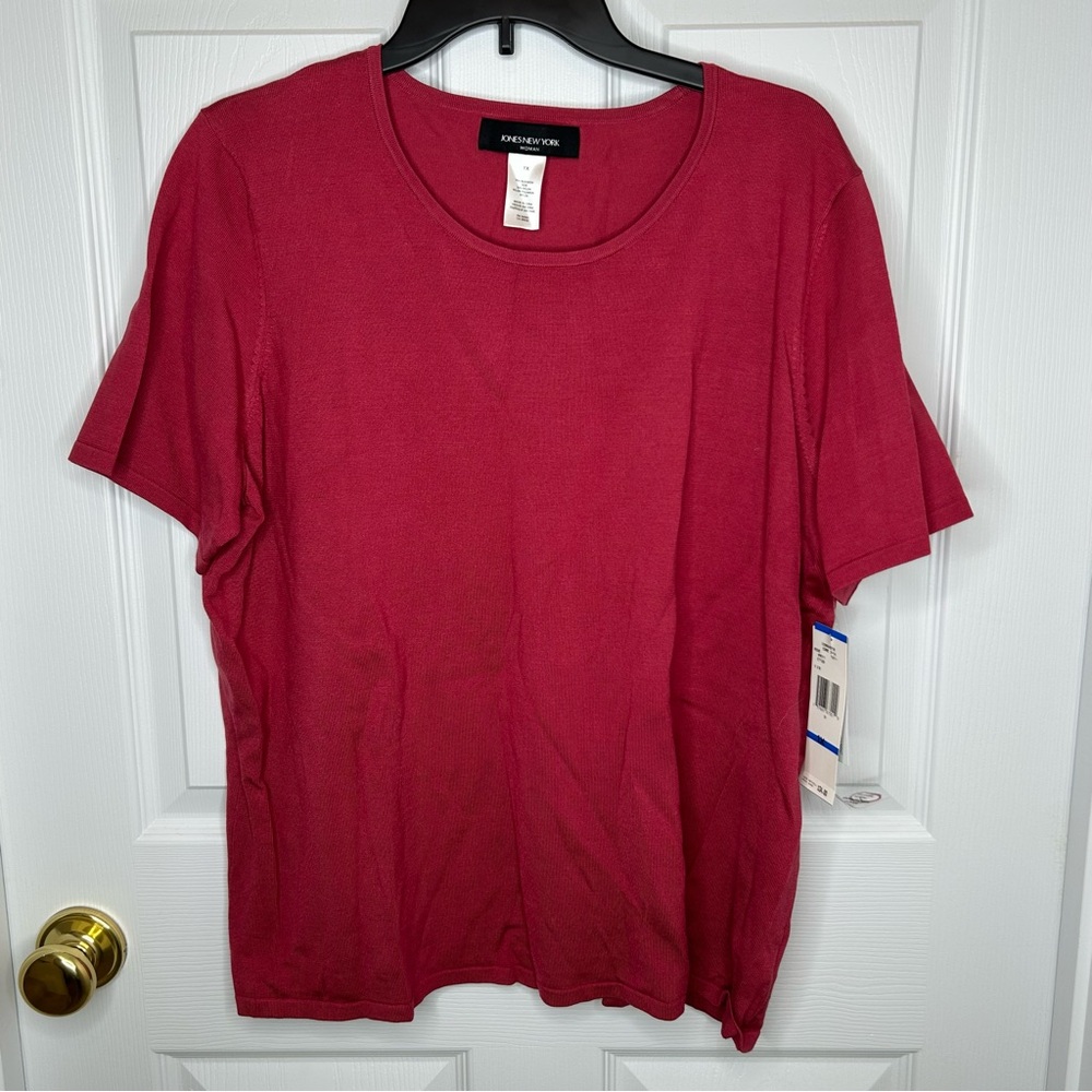 Jones New York Pink Silk Blend Tee Shirt Size 1X NWT